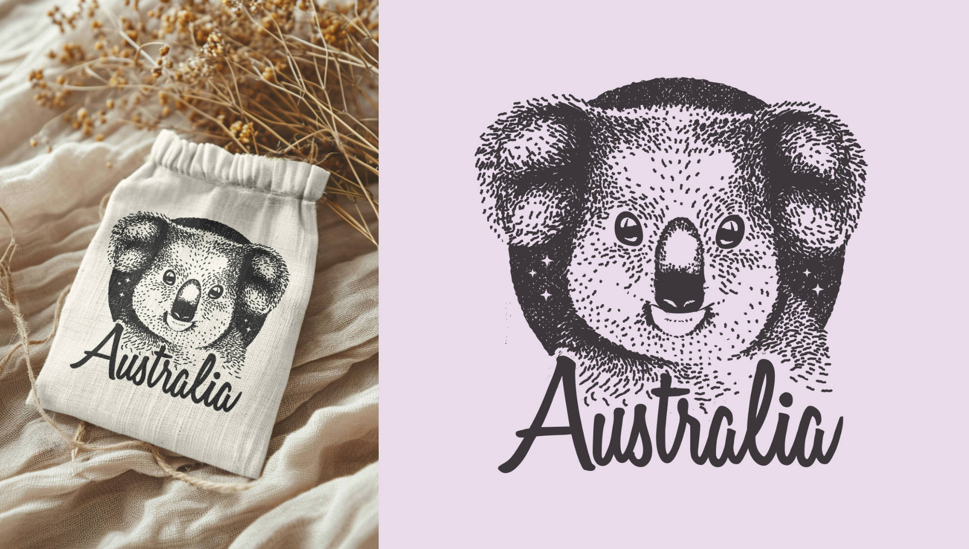 Koala stippling illustration