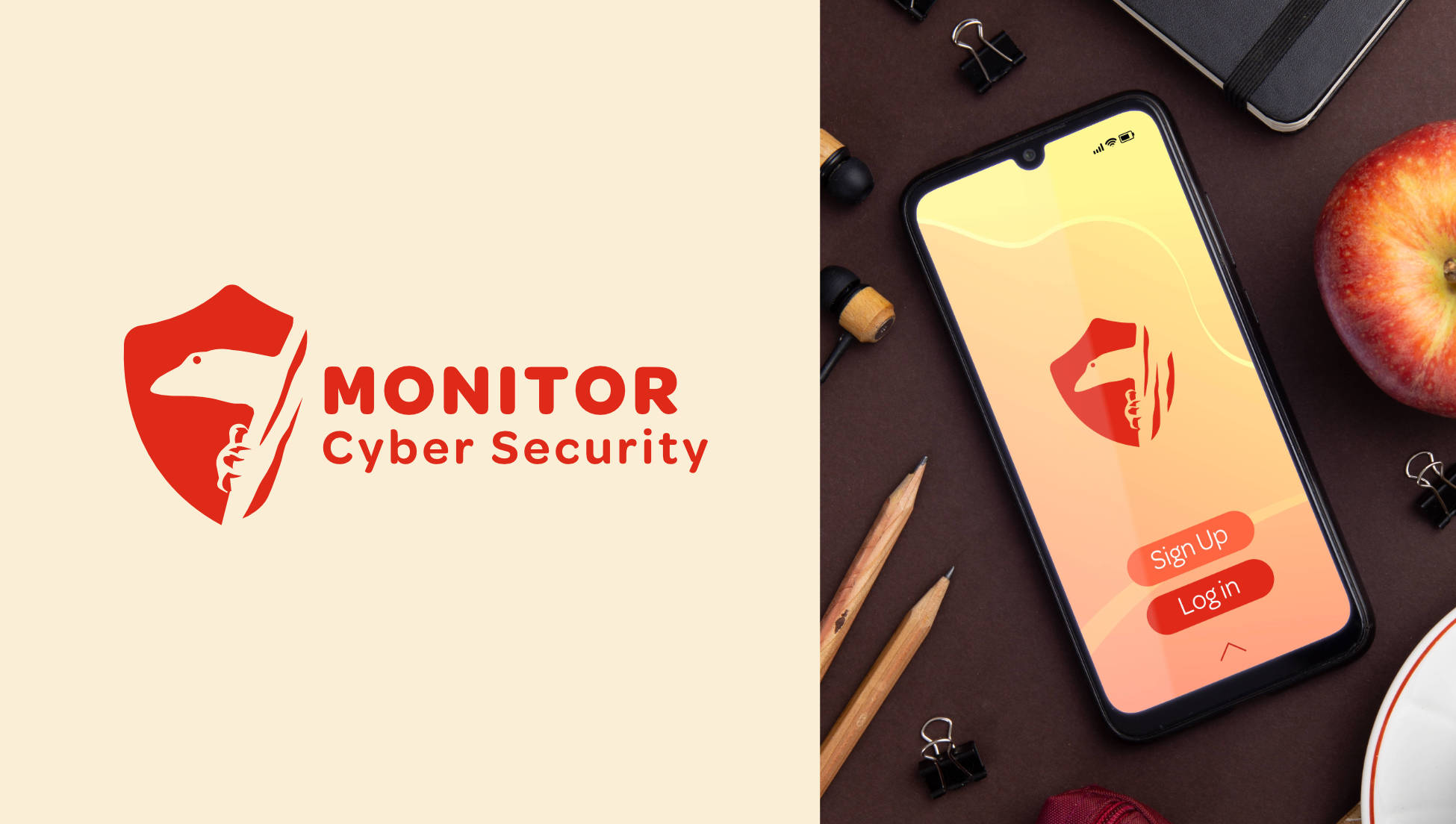 Monitor Cyber Security logo concept
